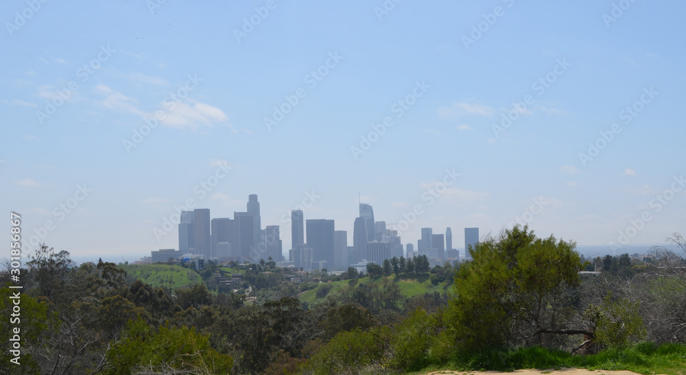 Spring in California: Overlooking the Downtown Los Angeles Skyline Spring in California: Overlooking the Downtown Los Angeles Skyline