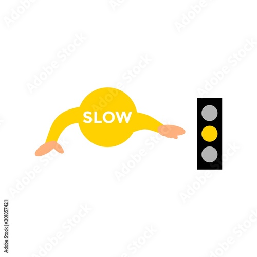 Illustration Of Traffic Light Cartoon With Traffic Sign