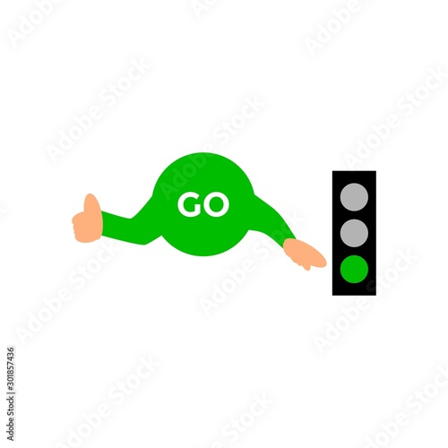 Illustration Of Traffic Light Cartoon With Traffic Sign