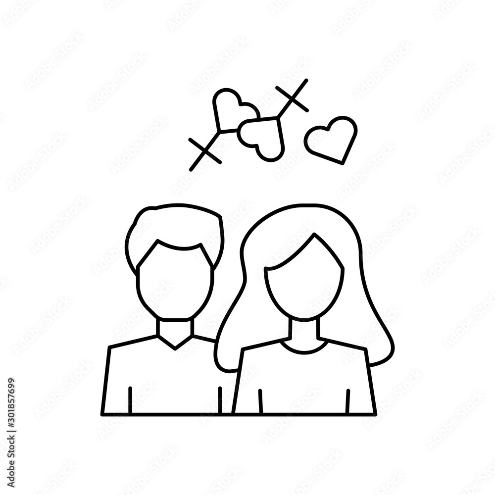 Man woman heart sexual icon. Simple line, outline vector of having feelings icons for ui and ux, website or mobile application Man woman heart sexual icon. Simple line, outline vector of having feelings icons for ui and ux, website or mobile application