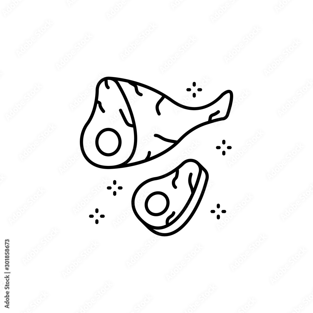 Ham leg pie icon. Simple line, outline vector of grocery icons for ui and ux, website or mobile application Ham leg pie icon. Simple line, outline vector of grocery icons for ui and ux, website or mobile application