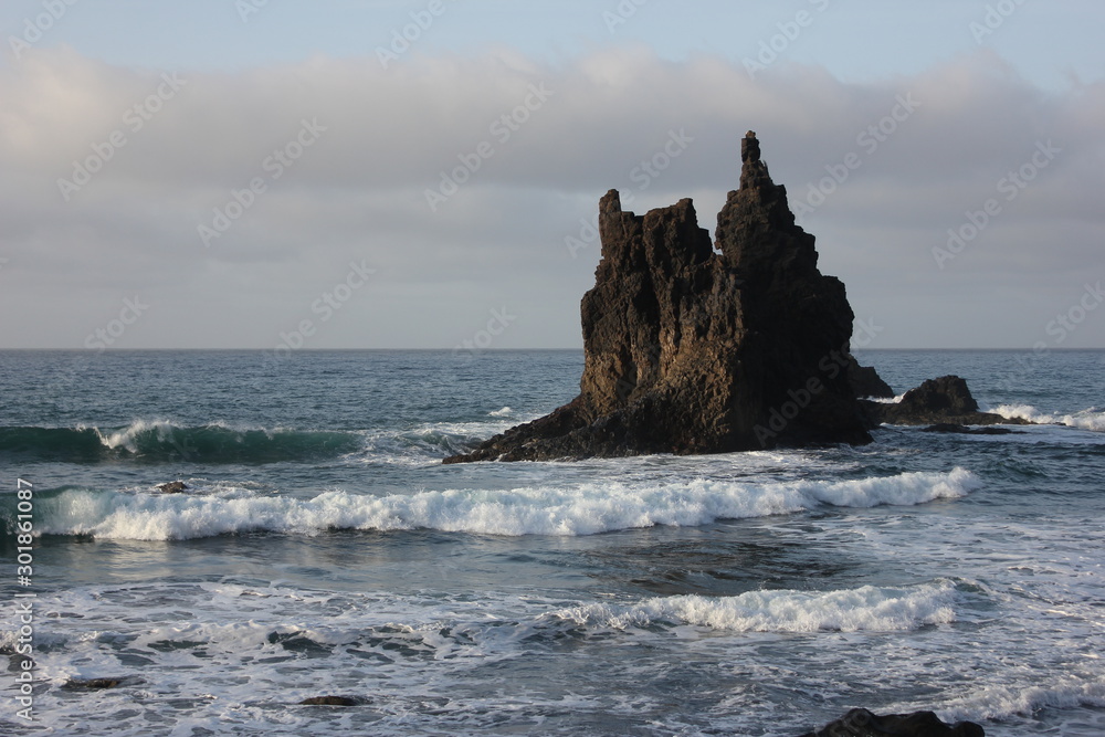 Rock in the ocean on the coast of Tenerife