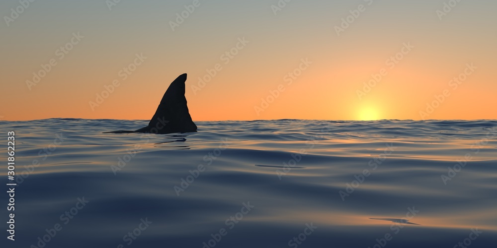 Fototapeta premium Great white shark at the ocean extremely detailed and realistic high resolution 3d illustration