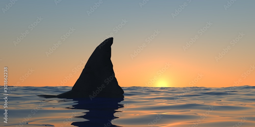 Great white shark at the ocean extremely detailed and realistic high resolution 3d illustration