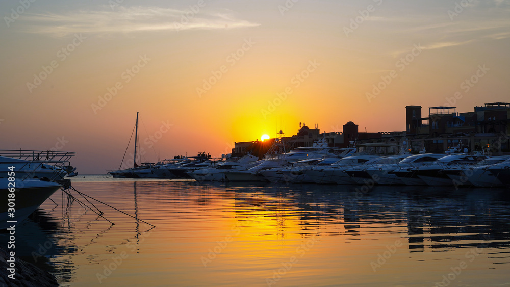 Sunrise view by the sea at Egypt's beautiful private town, El Gouna