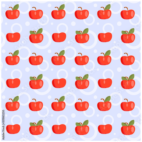 Vector pattern of a set of apples symmetrically arranged