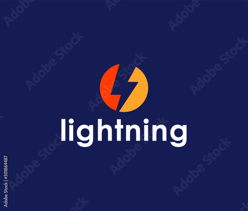 Lightning blaze electricity Logo Icon Premium Minimal emblem design template