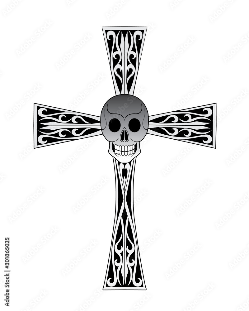 Vecteur Stock Art Skull Cross Tattoo. Hand drawing and make graphic vector.  | Adobe Stock