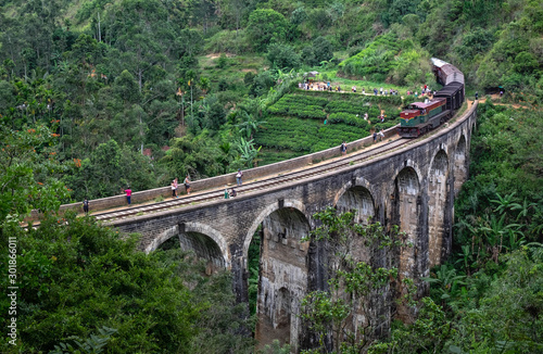 The local train acrossing the Nine Arches Demodara Bridge.