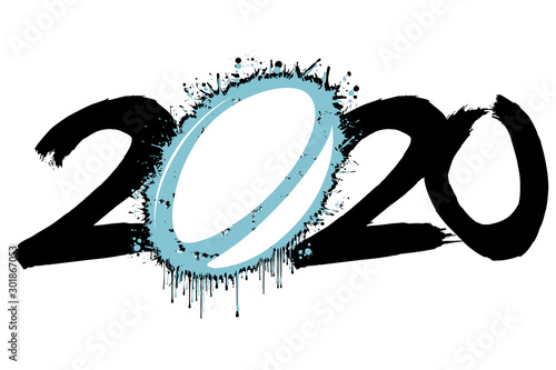 2020 New Year and a rugby ball from blots