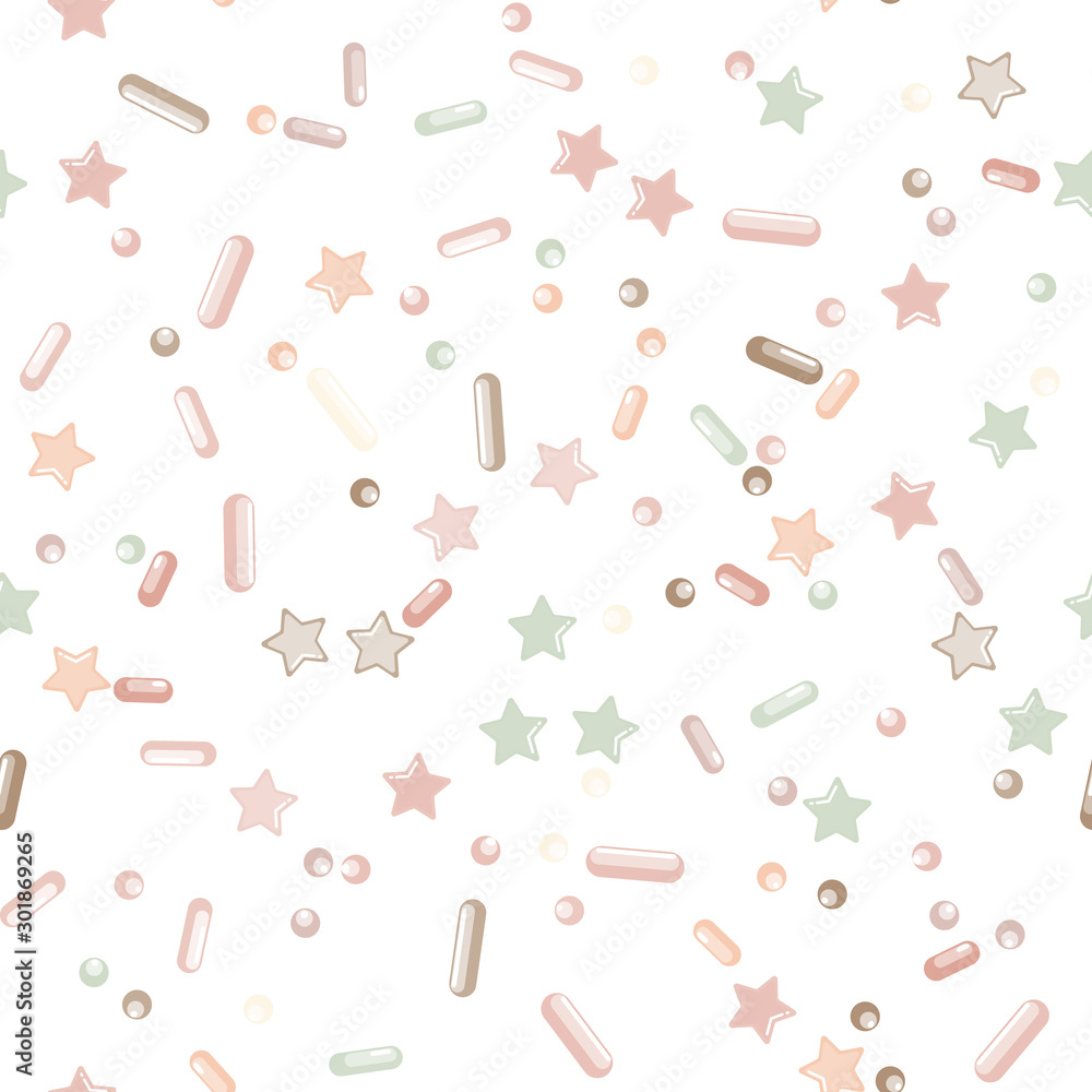 Sprinkle Cupcake Donut Topping. Seamless Pattern 