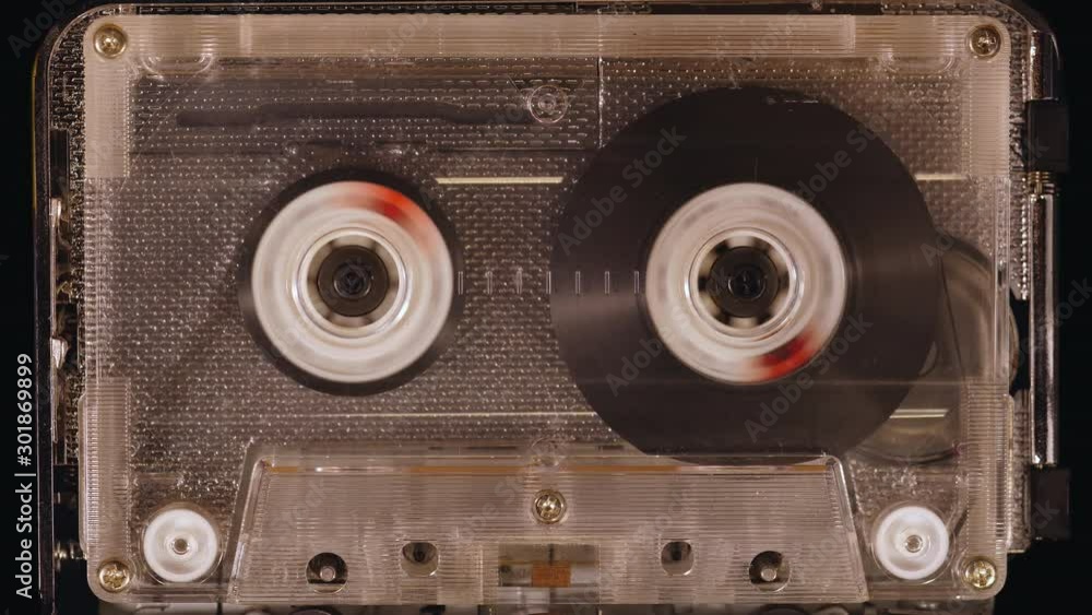 Spinning Cassette Tape Time-Lapse Fast Forward and Rewind
