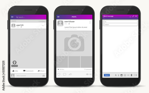 Social network frame, Post messenger template, Vector