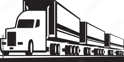 Truck train on tre road - vector illustration