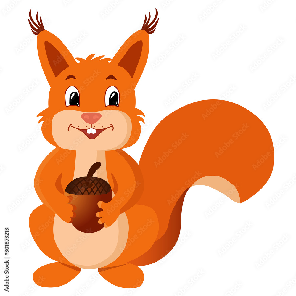 Squirrel with a nut. Funny vector illustration. Cute squirrel holding an acorn. Illustration of a cute squirrel. Squirrel with a nut. Funny vector illustration. Cute squirrel holding an acorn. Illustration of a cute squirrel.