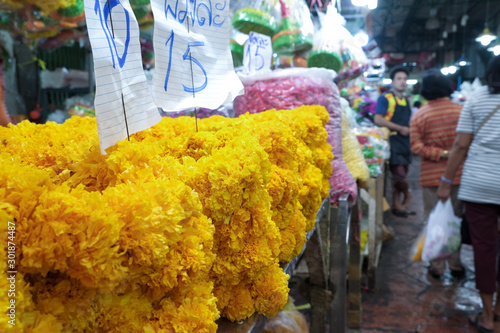 Photography Bangkok, Thailand - November 10, 2019 : Flower shops in Pak Klong Talad (Flowe