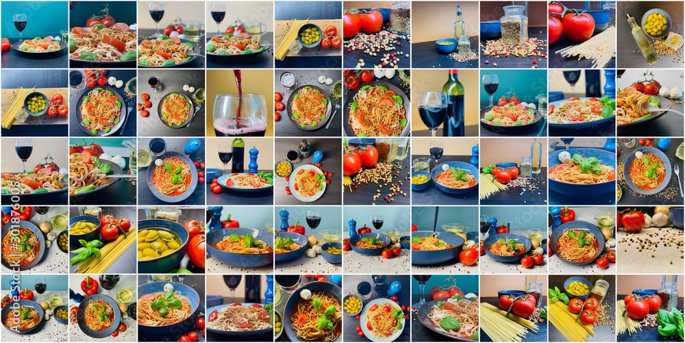 Healthy food in a collage