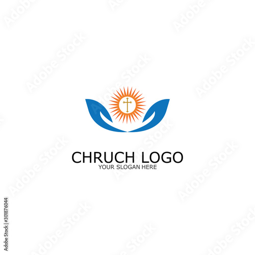 logo church.christian symbol,the bible and the cross of jesus christ-vector © Sunar