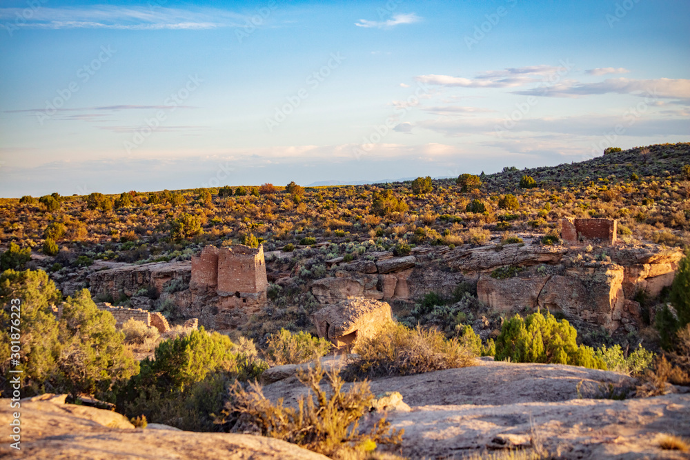 3 ruins can be seen at this overlook, Twin Towers, Eroded Boulder House and Rim Rock House in Hovenweep National Monument