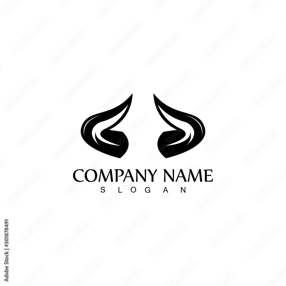 Obraz premium Bull horn logo and symbol template icons app
