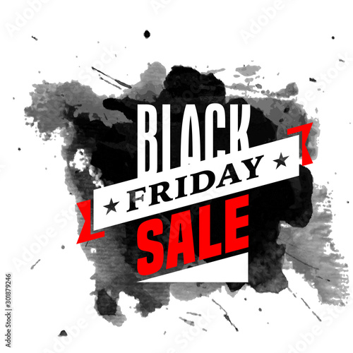 Black Friday sale logo design template on black ink bloat background