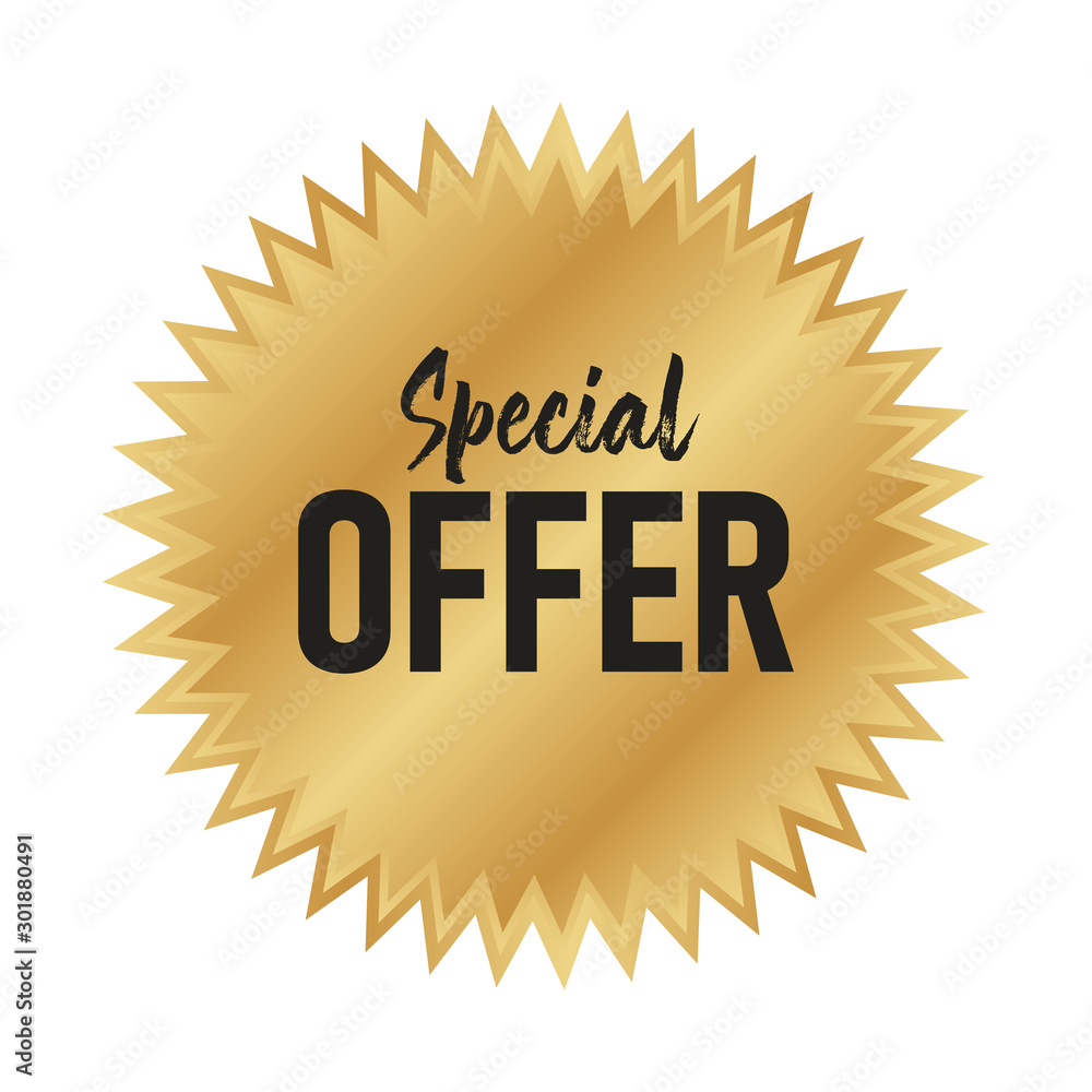 Special offer gold badge, Discount advertisement banner. Special offer gold badge, Discount advertisement banner.