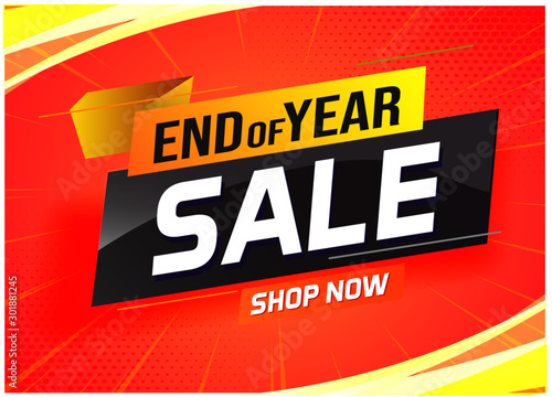 End of year Sale word concept vector illustration with lines and 3d style, landing page, template, ui, web, mobile app, poster, banner, flyer, background, gift card, coupon, label, wallpaper