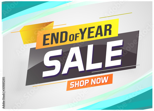 End of year Sale word concept vector illustration with lines and 3d style, landing page, template, ui, web, mobile app, poster, banner, flyer, background, gift card, coupon, label, wallpaper