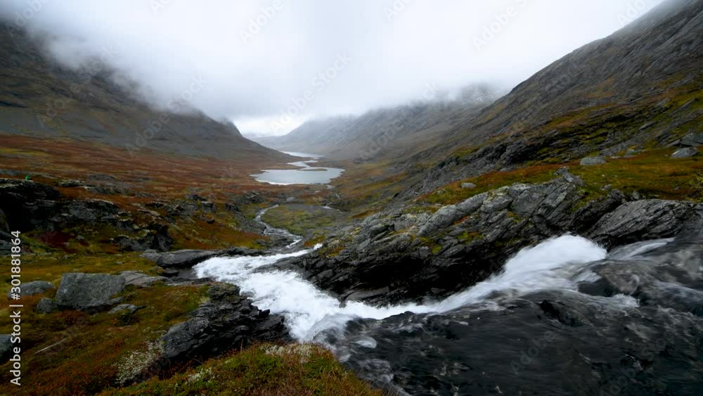 Waterfall in autumn Norway mountains Waterfall in autumn Norway mountains
