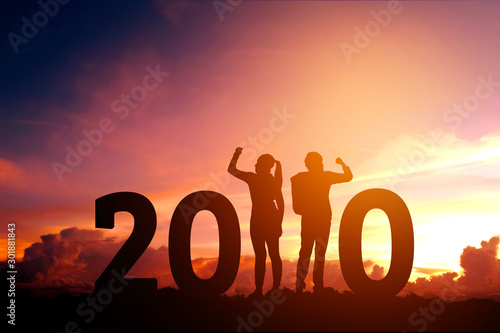 2020 Newyear Couple celebration success of 2020 Happy new year concept