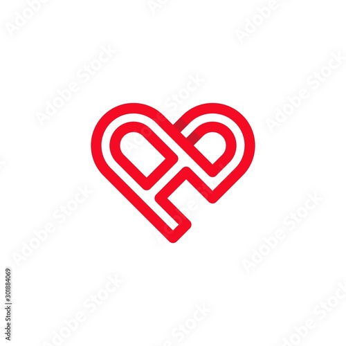 Letter A Love Outline Creative Icon Logo Design Template Element Vector