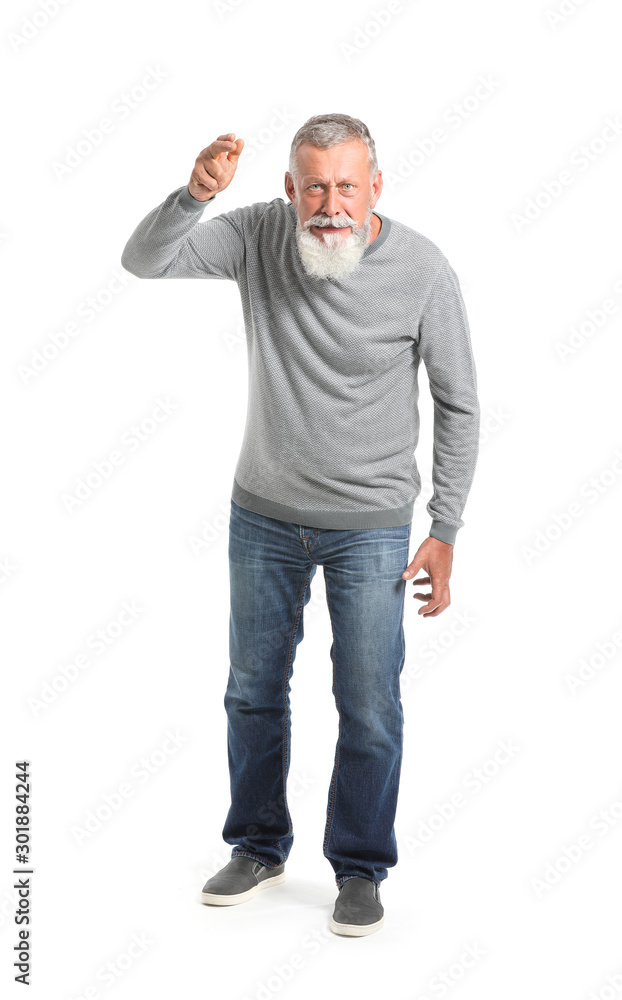 Angry mature man on white background Angry mature man on white background