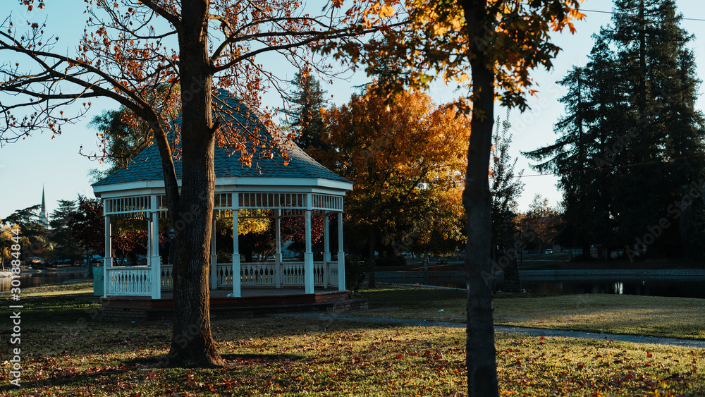 gazebo in the park in autumn gazebo in the park in autumn