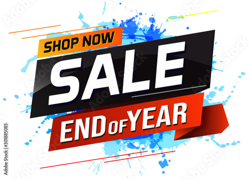 End of year Sale word concept vector illustration with lines and 3d style, landing page, template, ui, web, mobile app, poster, banner, flyer, background, gift card, coupon, label, wallpaper