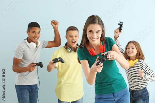 Teenager girl with friends ...