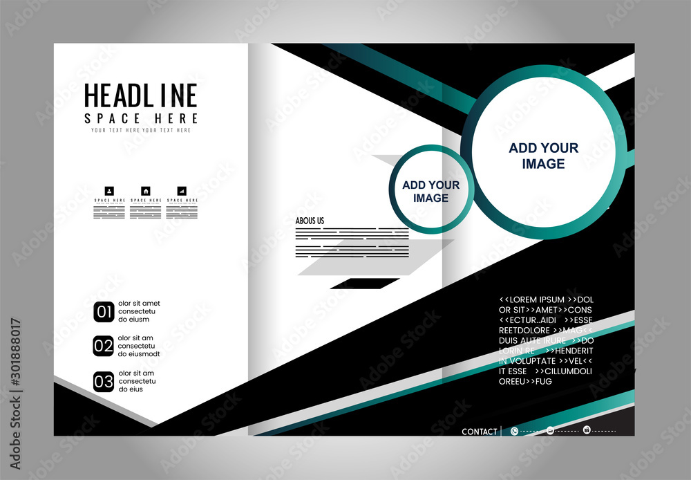 Naklejka premium brochure design template vector tri-fold geometric abstract 