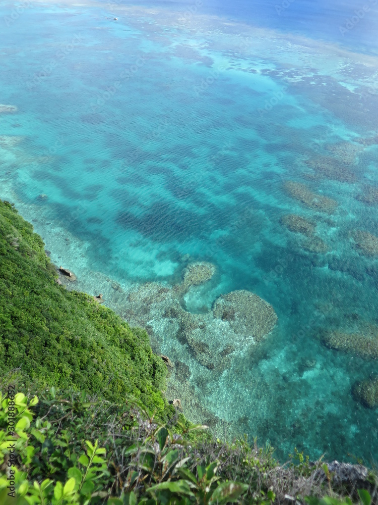 view of sea and coral reef view of sea and coral reef