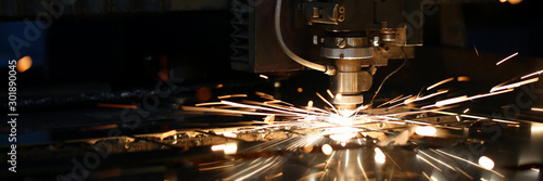 Sparks fly out machine head for metal processing photo