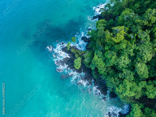 Beautiful aerial view of a magestic Beach in Costa Rica
