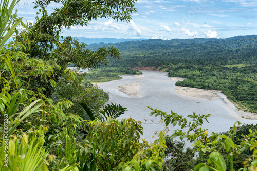 Photography View of the Amazonia lush forest from Manu National Reserve Park in Peru