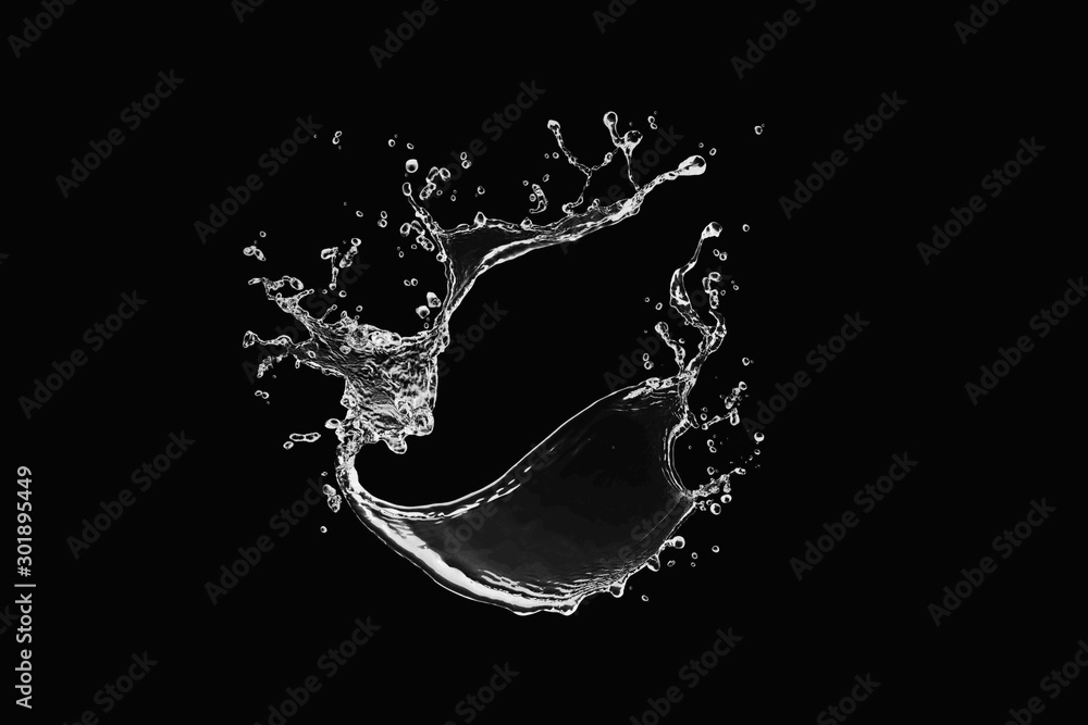 Obraz premium Water Splash Isolated on Black Background