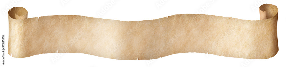Obraz premium Vintage papieru długi zwój na białym tle