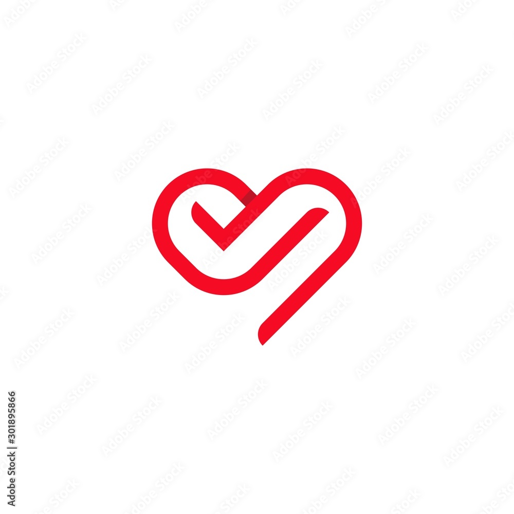Love Check Approve Creative Modern Icon Logo Design Template Element Vector