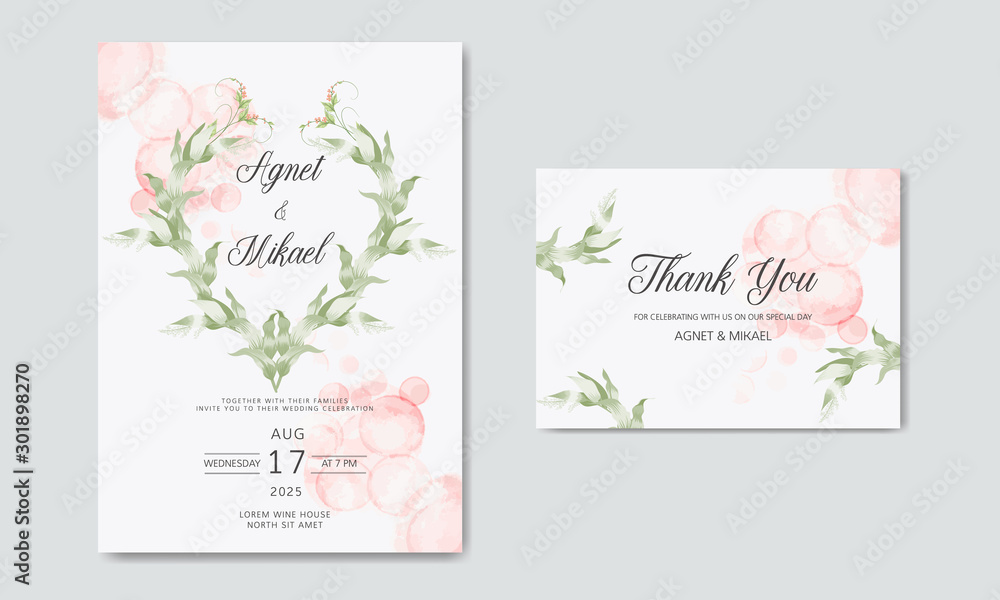 Fototapeta premium beautiful and elegant floral wedding invitation cards