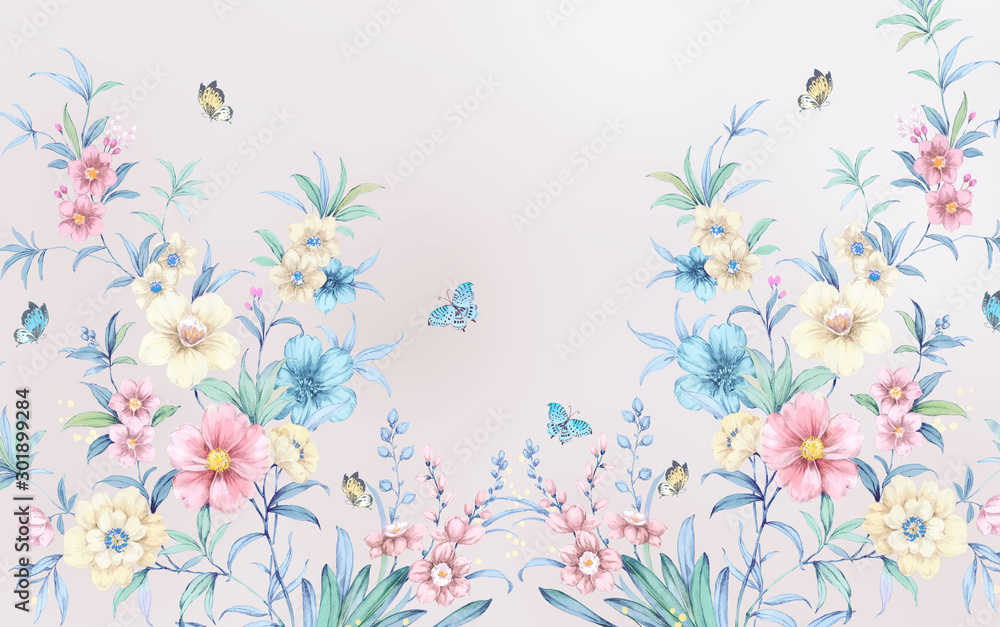 Beautiful Floral Watercolor Seamless Pattern for Fabric Wallpaper Cover  Background Paper Etc Stock Illustration  Illustration of blossom flower  198510328