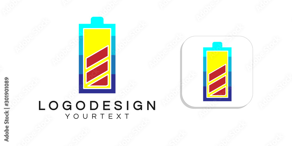 battery logo design. icon app smartphone color full battery logo design. icon app smartphone color full