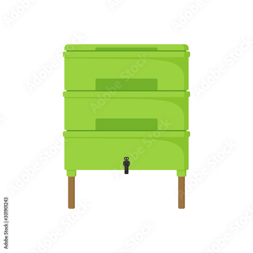 Green Vermicomposter, separate waste collection, zero waste concept illustration Isolated on transparent background.