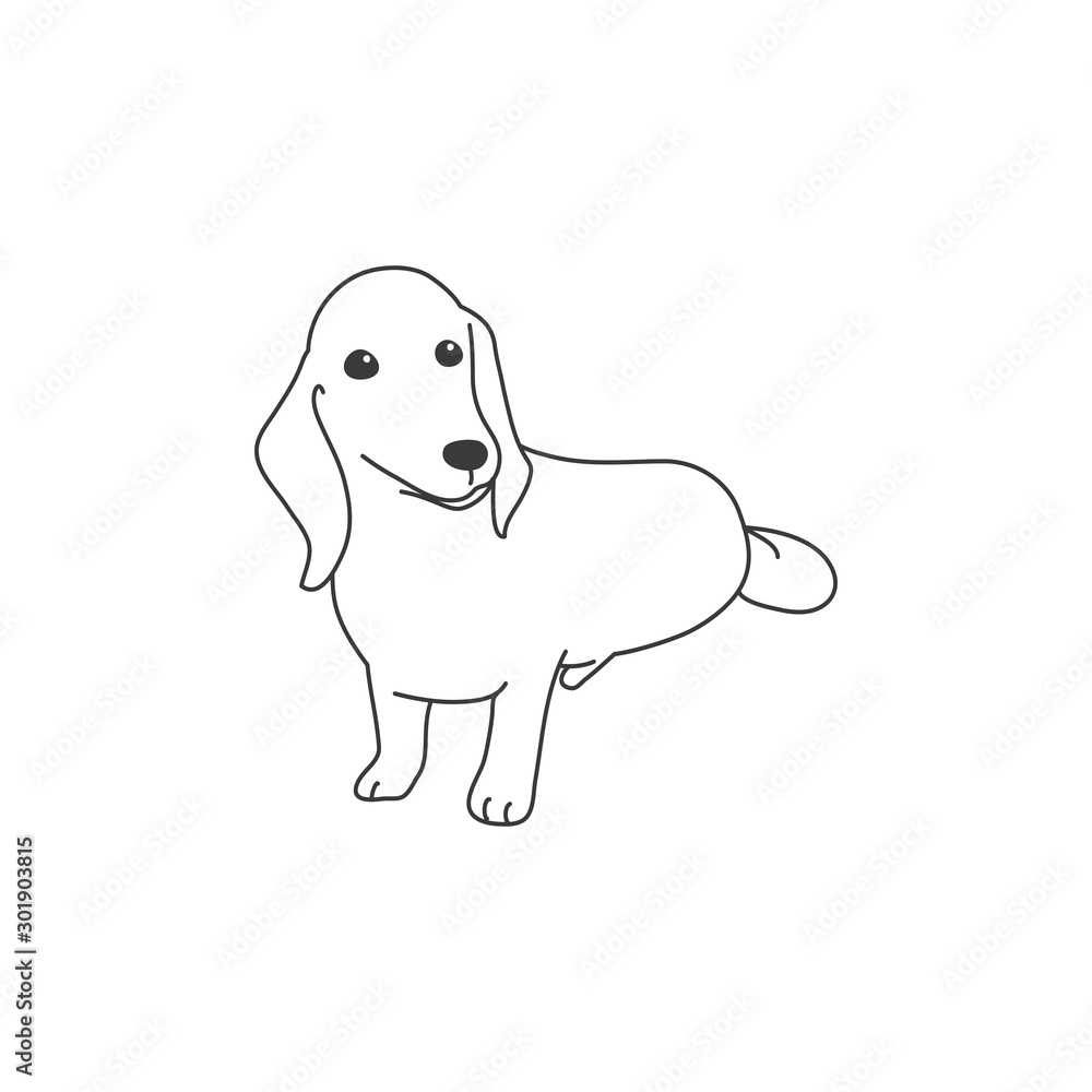 犬 ポーズ 表情 １匹 ミニチュアダックスフンド おすわり タイトル変更 Stock Vector Adobe Stock