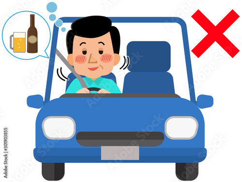 交通違反　飲酒運転　男性　イラスト