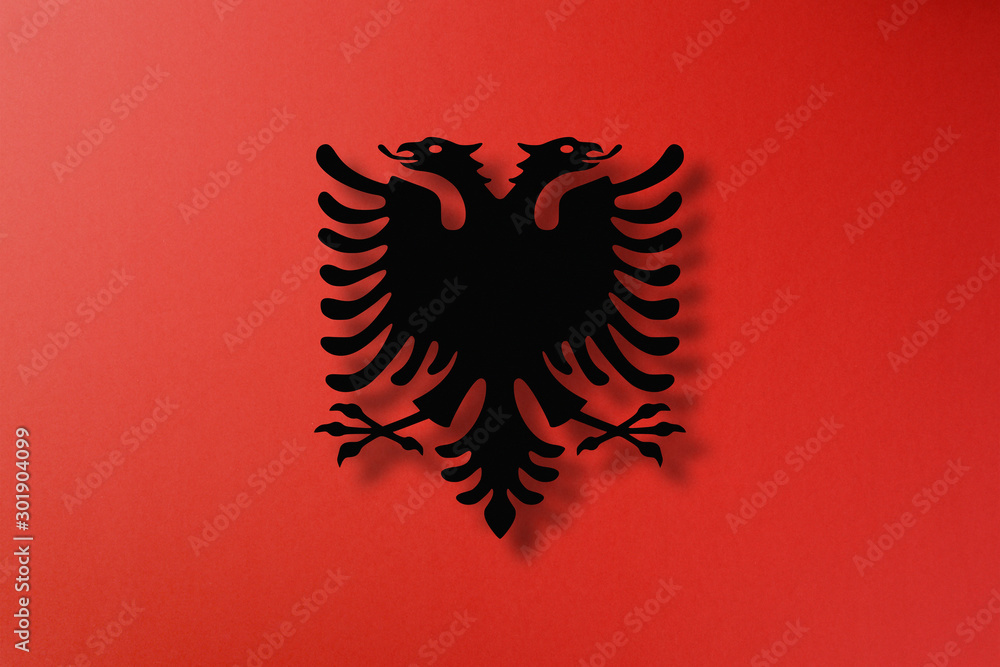 Albania flag made from paper cutting Albania flag made from paper cutting
